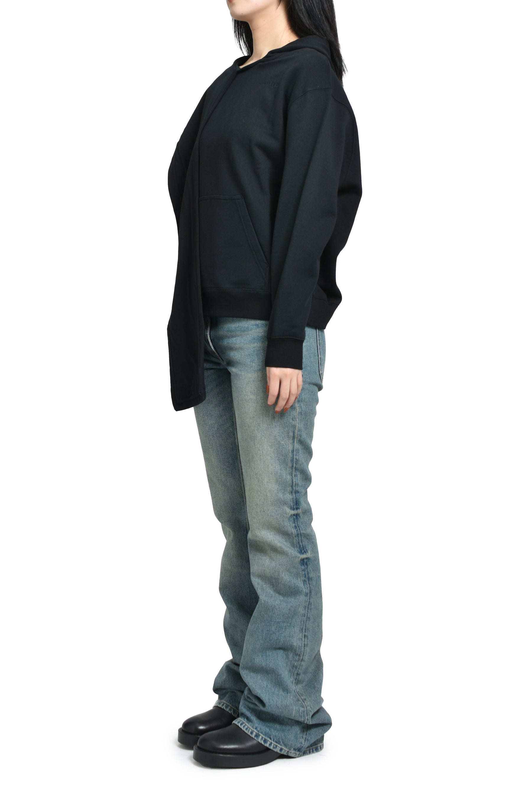 SCARF EMBROIDERED HOODIE / BLK 