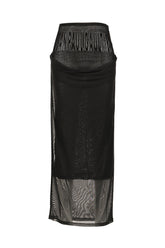 MESH SKIRT DOUBLE LAYER WITH VELVET FLOCK "JEAN PAUL GAULTIER" / BLK