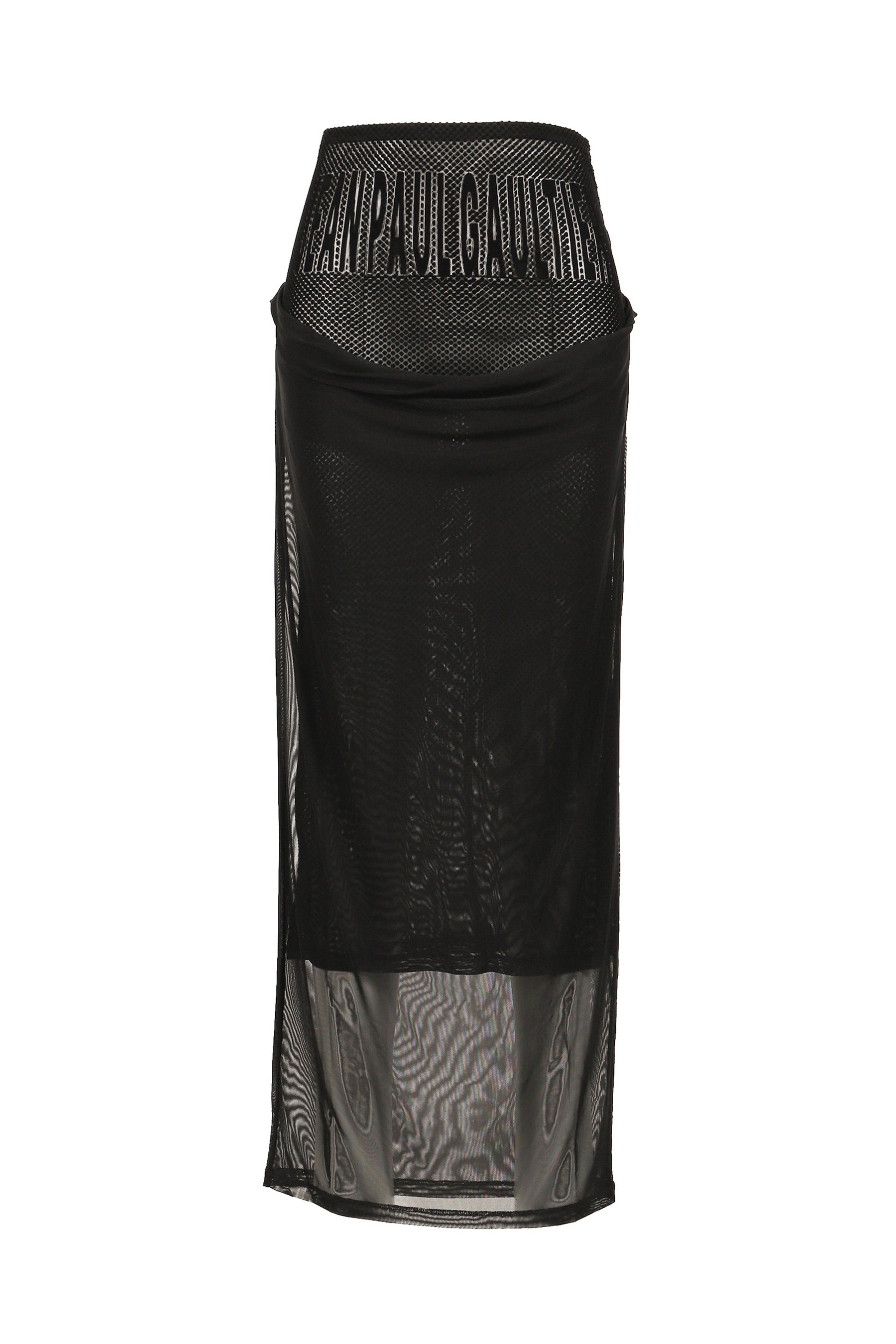 MESH SKIRT DOUBLE LAYER WITH VELVET FLOCK "JEAN PAUL GAULTIER" / BLK