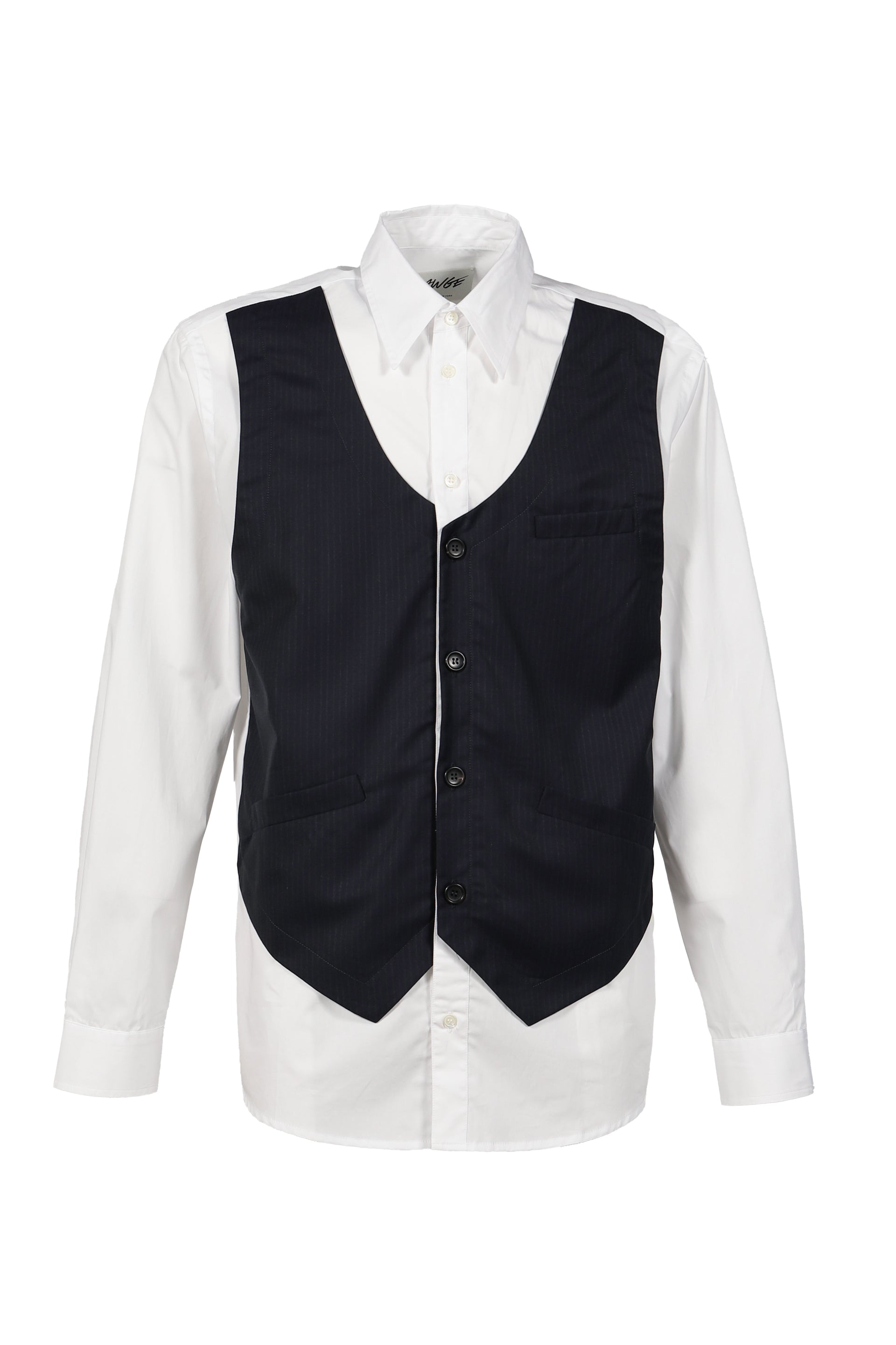 OVERSHIRT WITH VEST / BLU PINSTRIPE