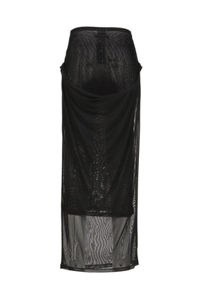 MESH SKIRT DOUBLE LAYER WITH VELVET FLOCK "JEAN PAUL GAULTIER" / BLK