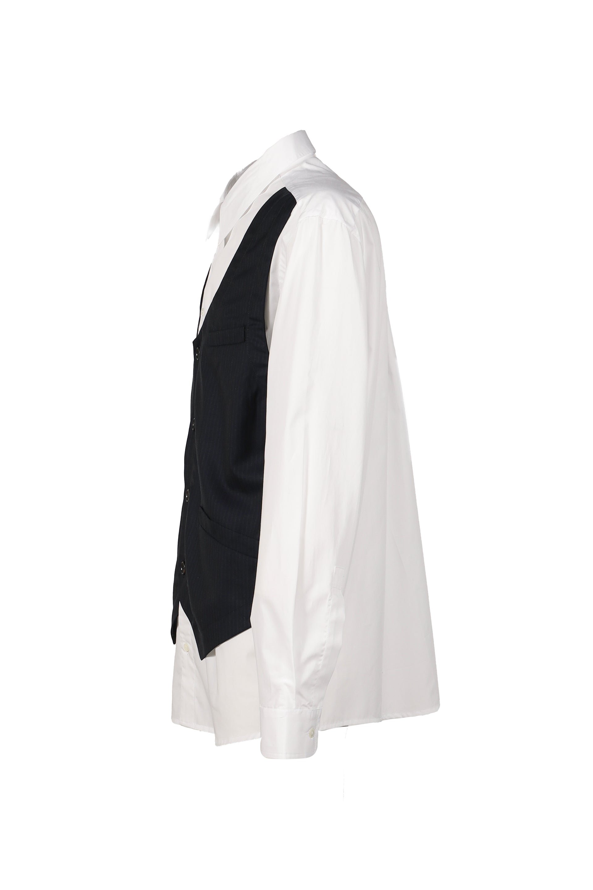 OVERSHIRT WITH VEST / BLU PINSTRIPE