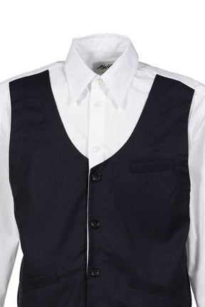 OVERSHIRT WITH VEST / BLUE PINSTRIPE