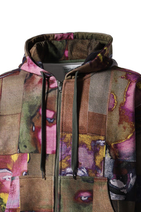 FACE COLLAGE HEAVYWEIGHT ZIP UP HOODIE / MULTI