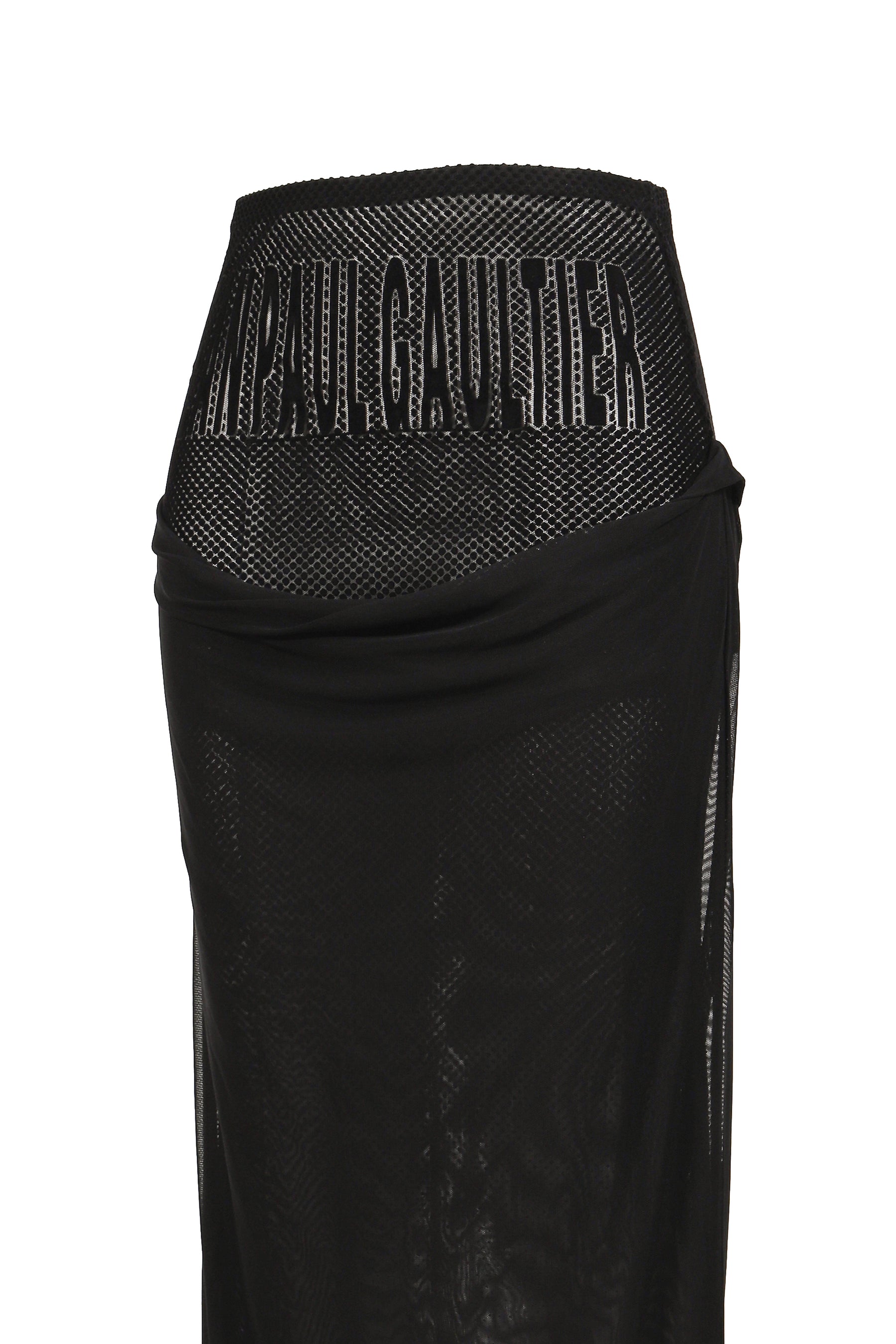 MESH SKIRT DOUBLE LAYER WITH VELVET FLOCK "JEAN PAUL GAULTIER" / BLK