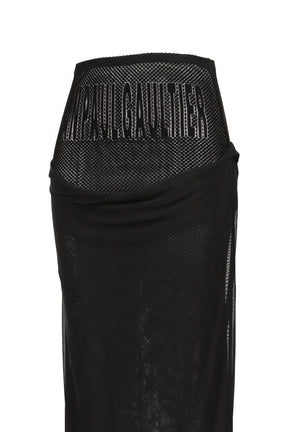 MESH SKIRT DOUBLE LAYER WITH VELVET FLOCK "JEAN PAUL GAULTIER" / BLK
