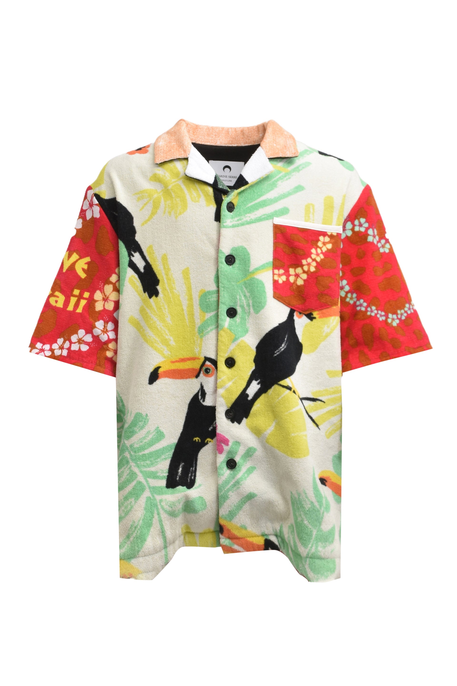 Marine Serre REGENERATED JERSEY JACQUARD TOWELS BOWLING SHIRT / MULTI