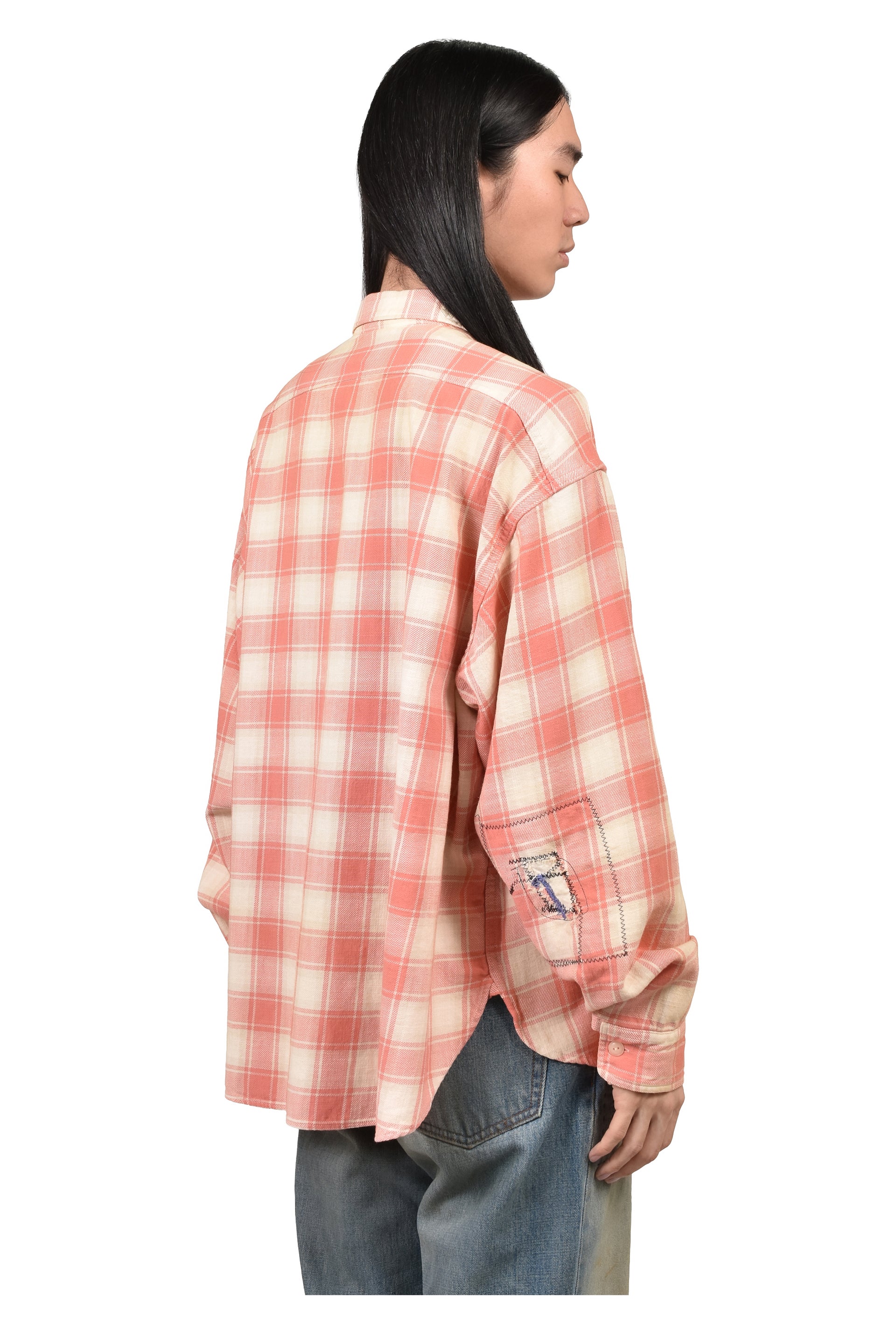 REPAIRED CIG POCKET SHIRT / PINK/O.WHITE/GRY
