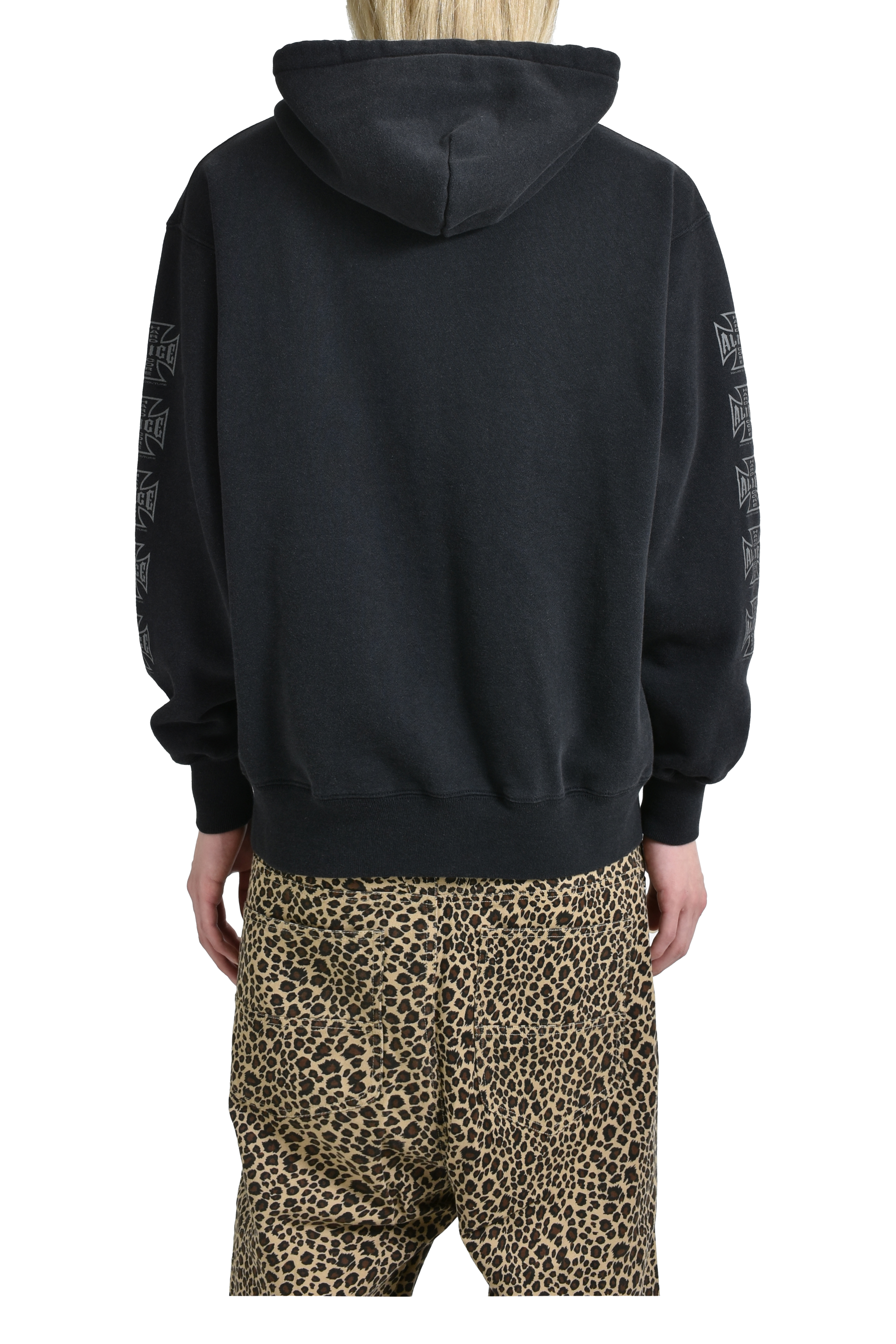 ALICE HOLLYWOOD DESTROYED CHOPPER FULL ZIP HOODIE / BLK BLK