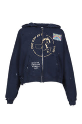 TREATMENT CENTER ZIP HOODED SWEATSHIRT / NVY