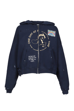 TREATMENT CENTER ZIP HOODED SWEATSHIRT / NVY