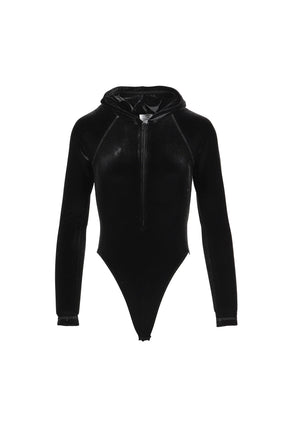 VELVET HOODED BODY / BLK