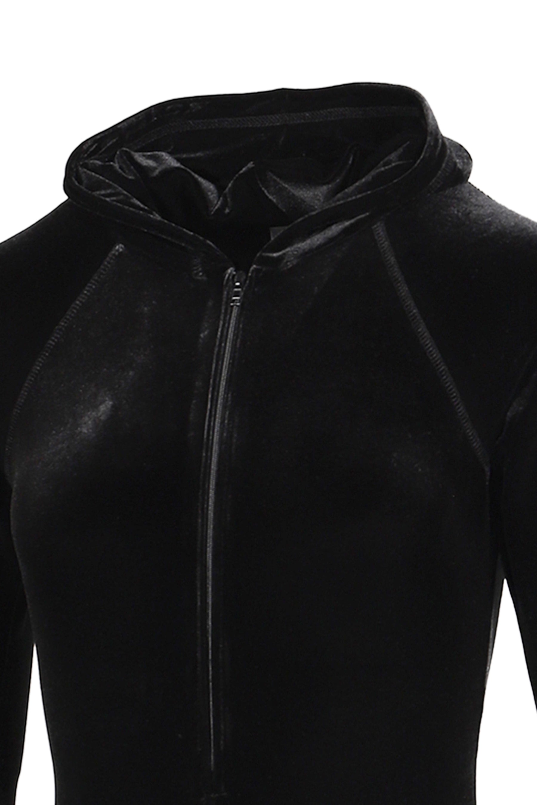 VELVET HOODED BODY / BLK