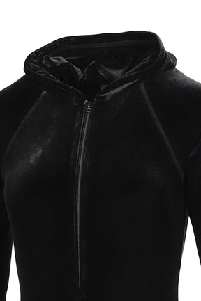 VELVET HOODED BODY / BLK