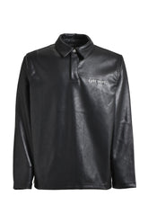 LEATHER POLO SHIRTS / BLK