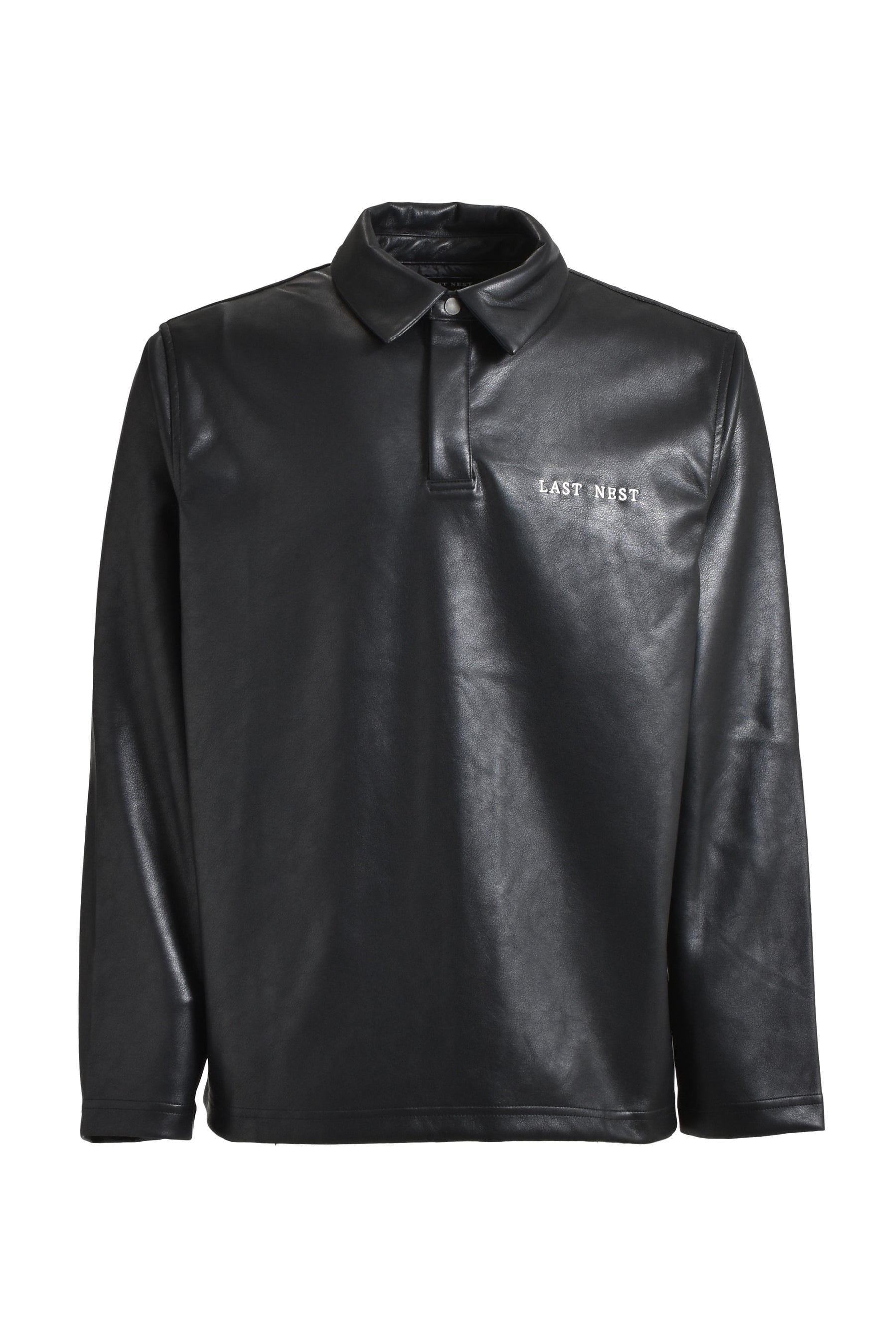 LAST NEST ラストネスト FW24 LEATHER POLO SHIRTS / BLK - NUBIAN