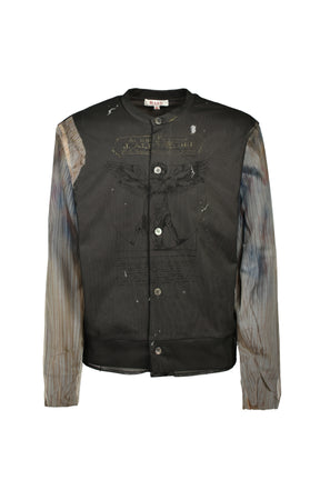 ANGEL DIAGRAM LAYERED CARDIGAN / BLK