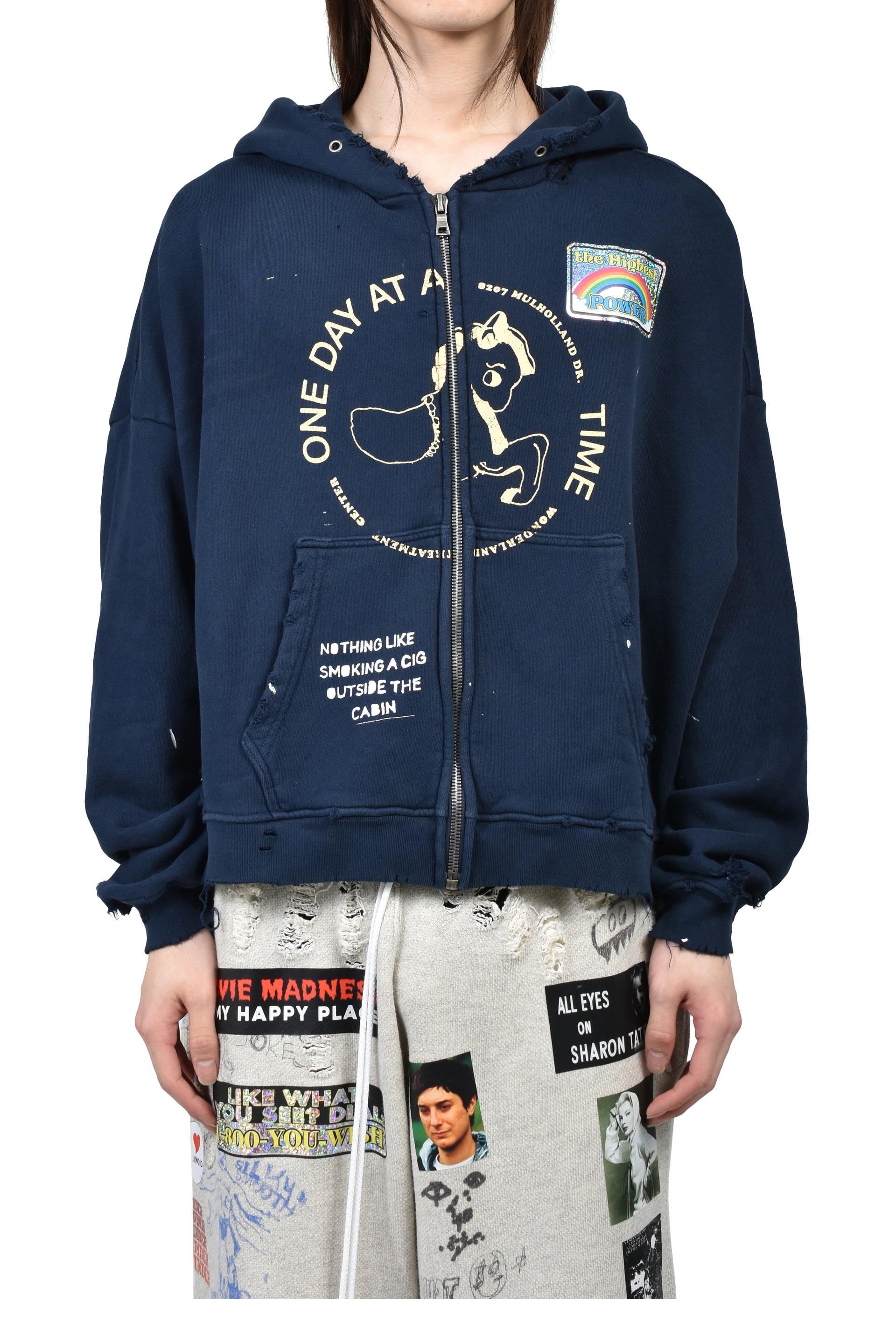 TREATMENT CENTER ZIP HOODED SWEATSHIRT / NVY