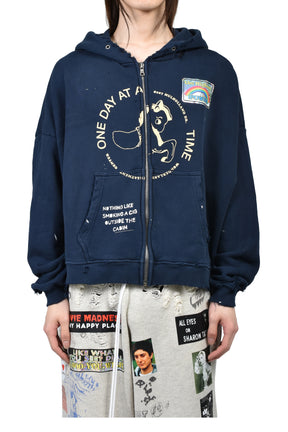 TREATMENT CENTER ZIP HOODED SWEATSHIRT / NVY