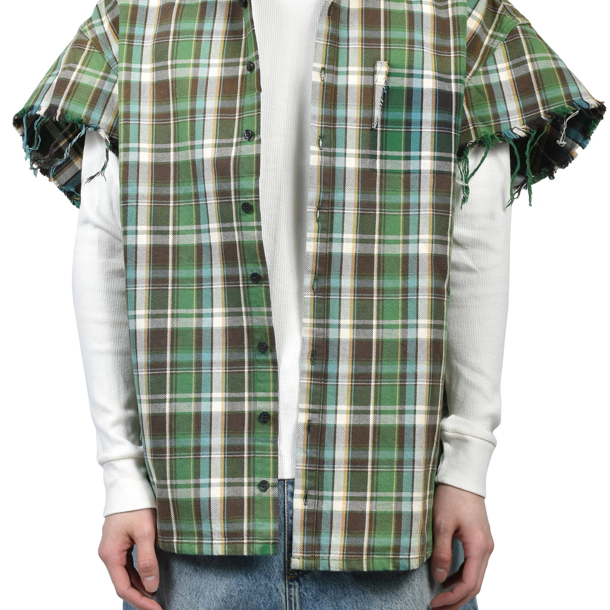 SATOSHI NAKAMOTO サトシナカモト FW25 BENDER CUT OFF FLANNEL / GRN