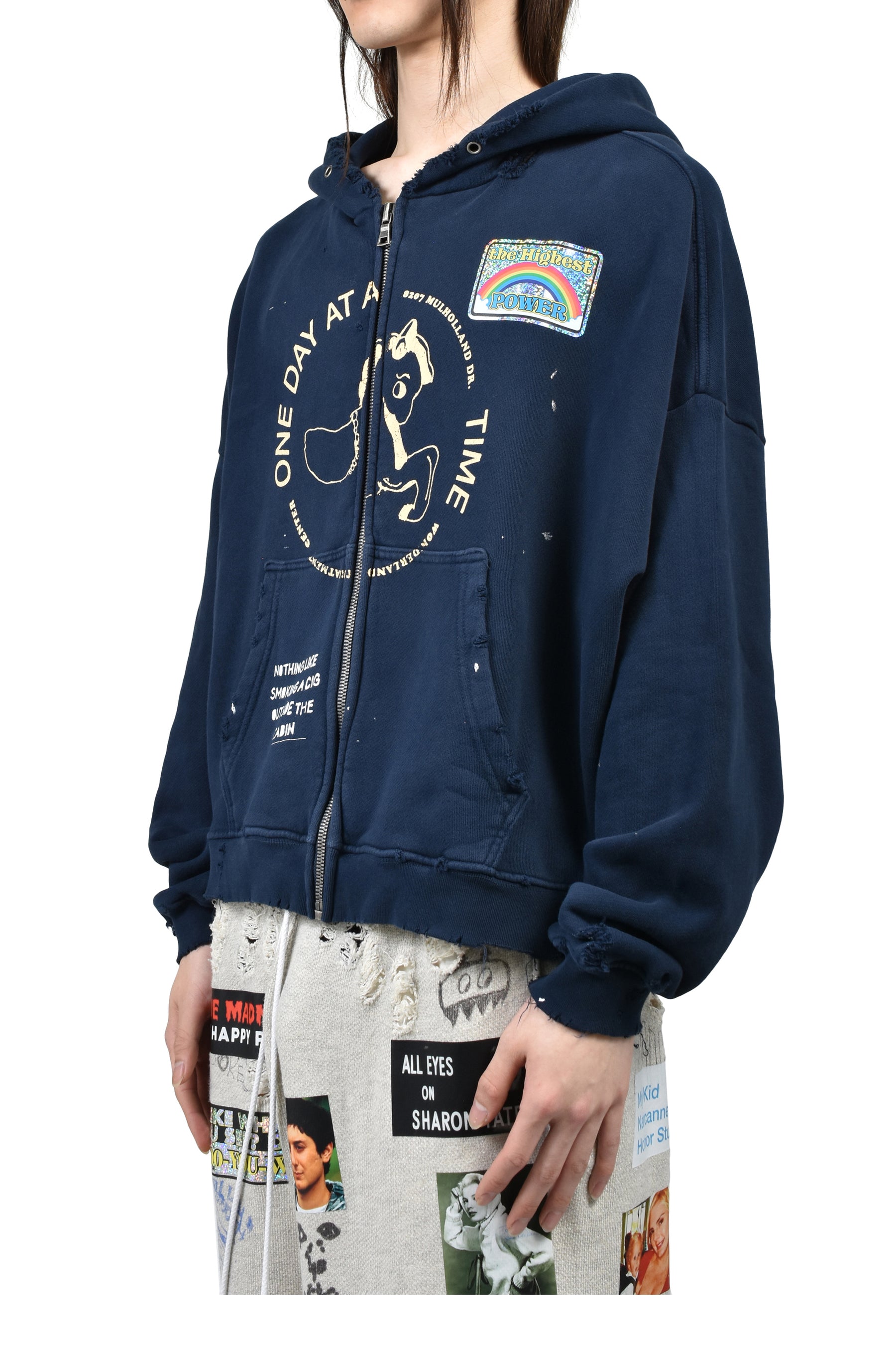 TREATMENT CENTER ZIP HOODED SWEATSHIRT / NVY
