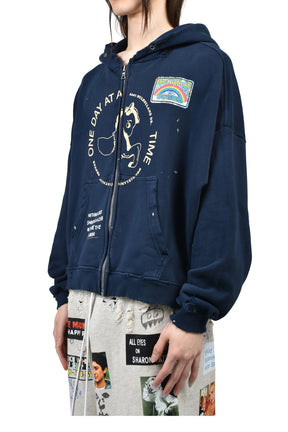 TREATMENT CENTER ZIP HOODED SWEATSHIRT / NVY