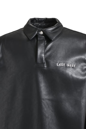 LEATHER POLO SHIRTS / BLK