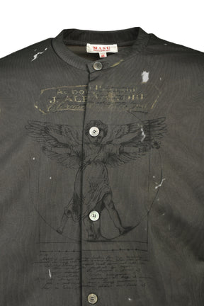 ANGEL DIAGRAM LAYERED CARDIGAN / BLK