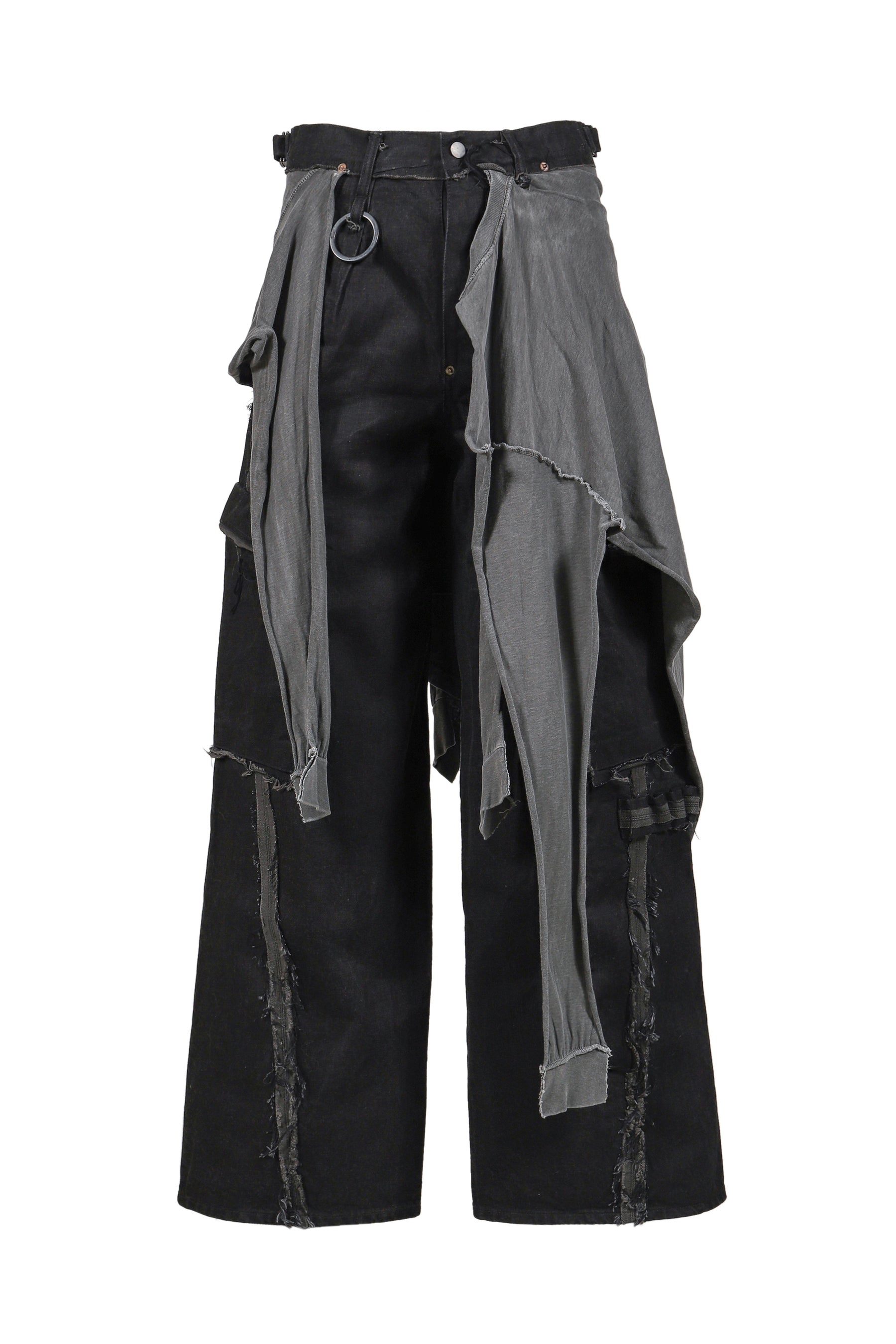 SLASH SEAM TWIST CARGO JEANS WITH WRAPPED(NOIR) / AGED BLK 