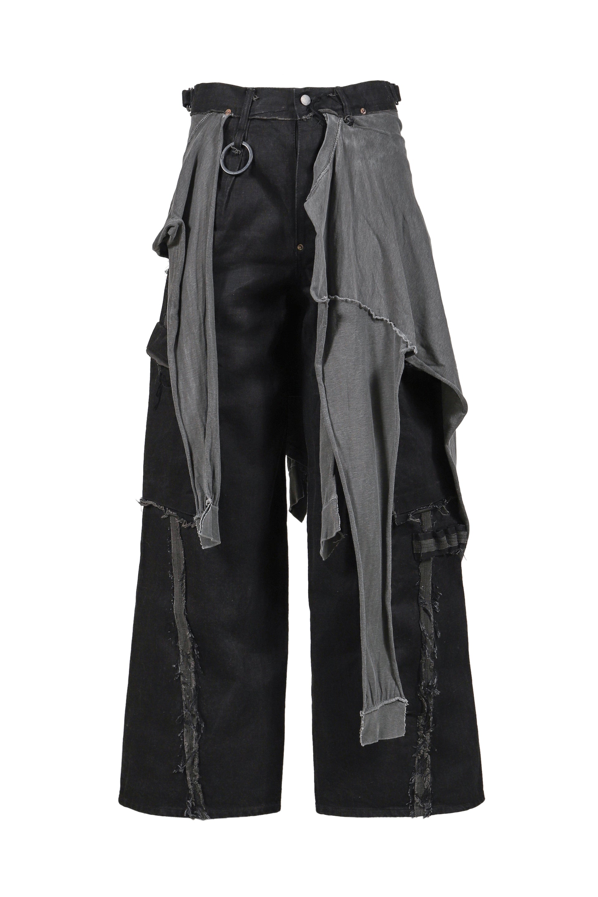 SLASH SEAM TWIST CARGO JEANS WITH WRAPPED(NOIR) / AGED BLK