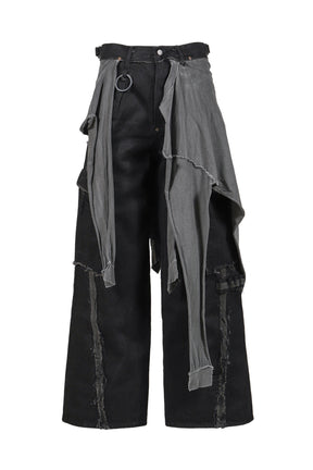 SLASH SEAM TWIST CARGO JEANS WITH WRAPPED(NOIR) / AGED BLK 