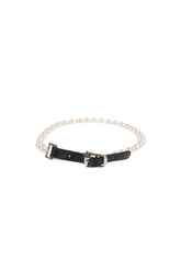 PEARL LEATHER BRACELET & CHOKER / WHT