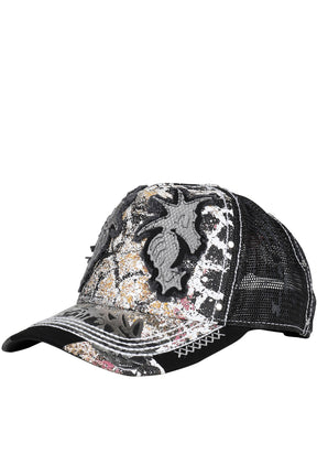 DOUBLE SEAHORSE PATCH MESH CAP / BLK