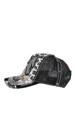 DOUBLE SEAHORSE PATCH MESH CAP / BLK