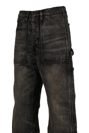 JAPANESE DENIM DOUBLE KNEE / MUD WASH BLACK