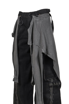 SLASH SEAM TWIST CARGO JEANS WITH WRAPPED(NOIR) / AGED BLK 