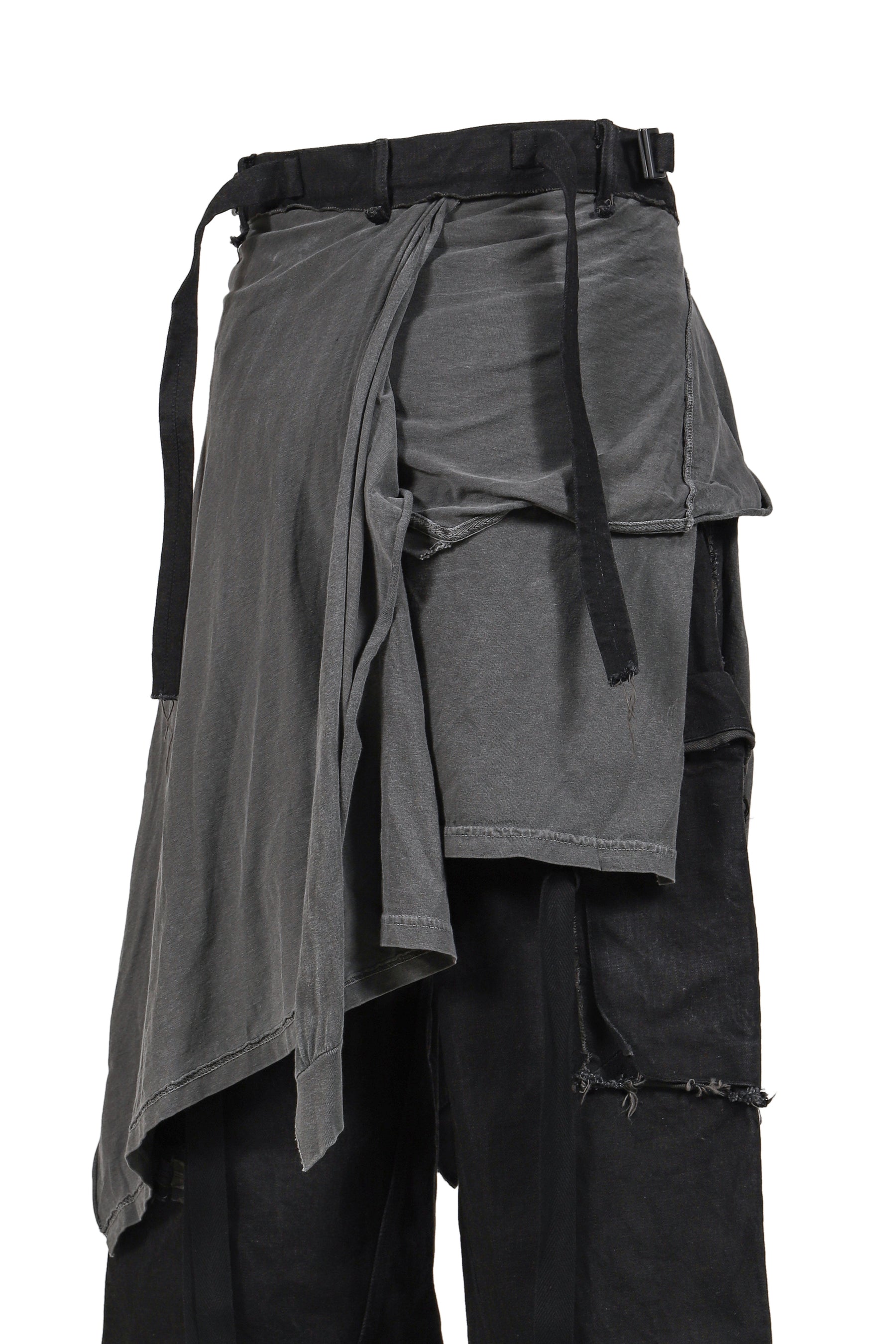 SLASH SEAM TWIST CARGO JEANS WITH WRAPPED(NOIR) / AGED BLK 