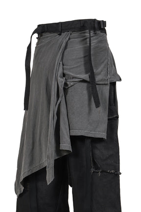 SLASH SEAM TWIST CARGO JEANS WITH WRAPPED(NOIR) / AGED BLK 