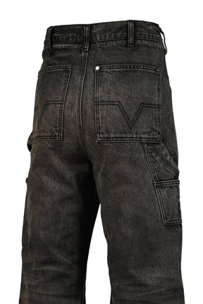 JAPANESE DENIM DOUBLE KNEE / MUD WASH BLACK