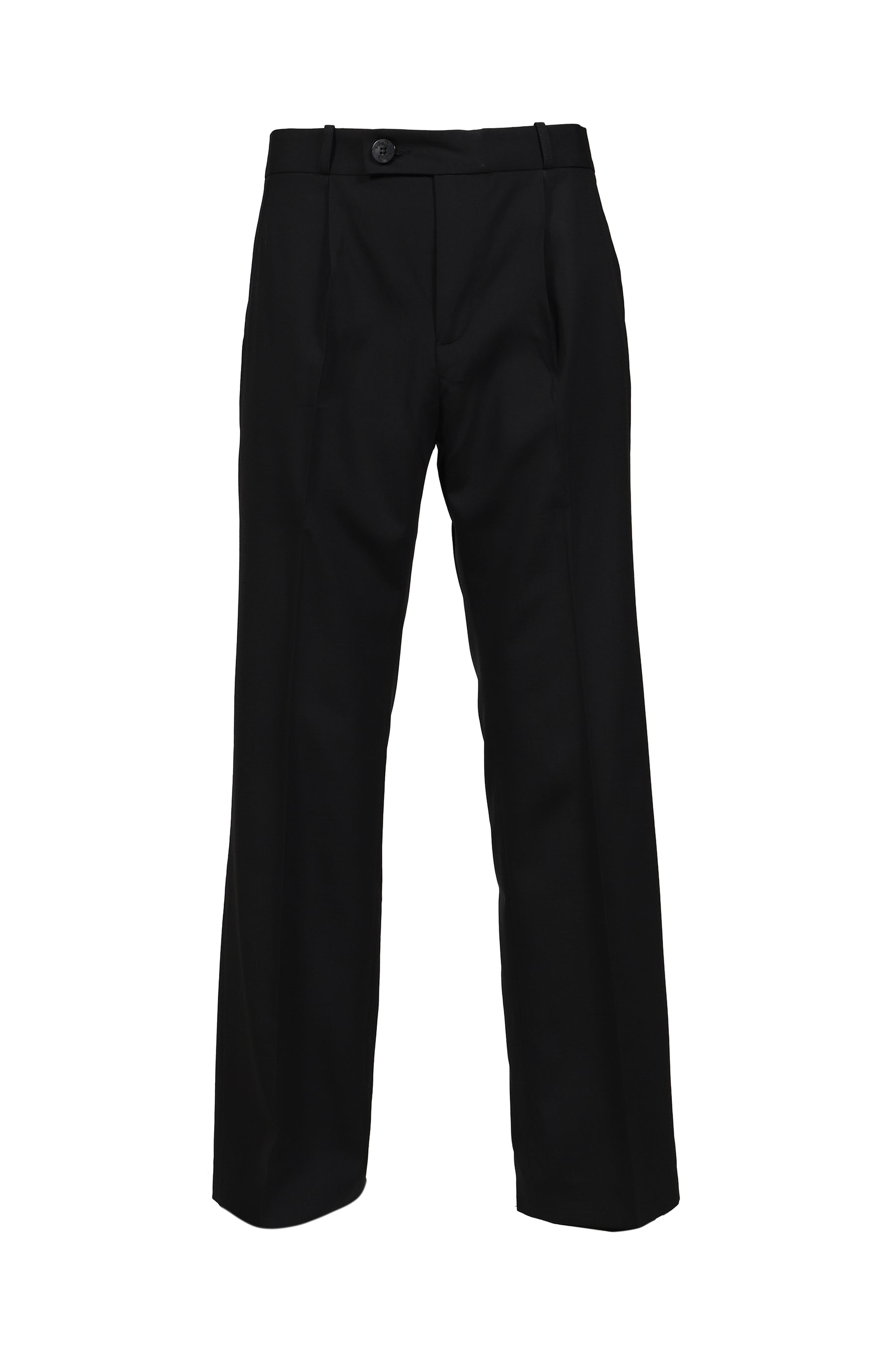PLEATED STRAIGHT FIT TROUSERS / BLK