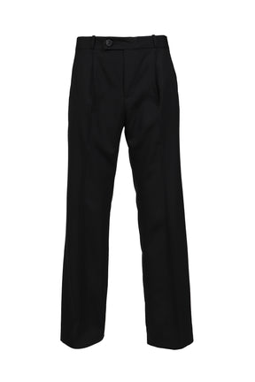PLEATED STRAIGHT FIT TROUSERS / BLK