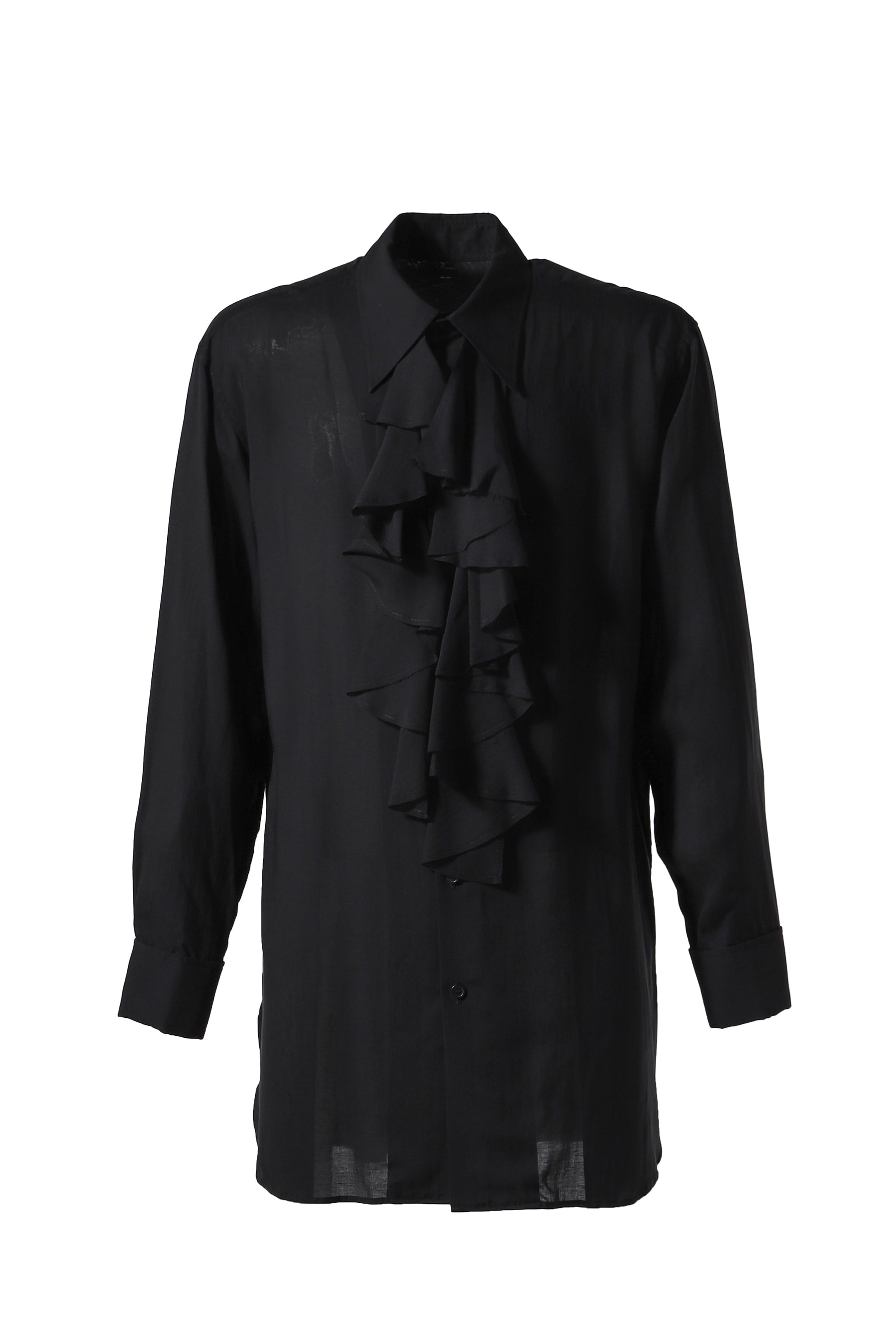 Raw cut front frilly shirt / BLK