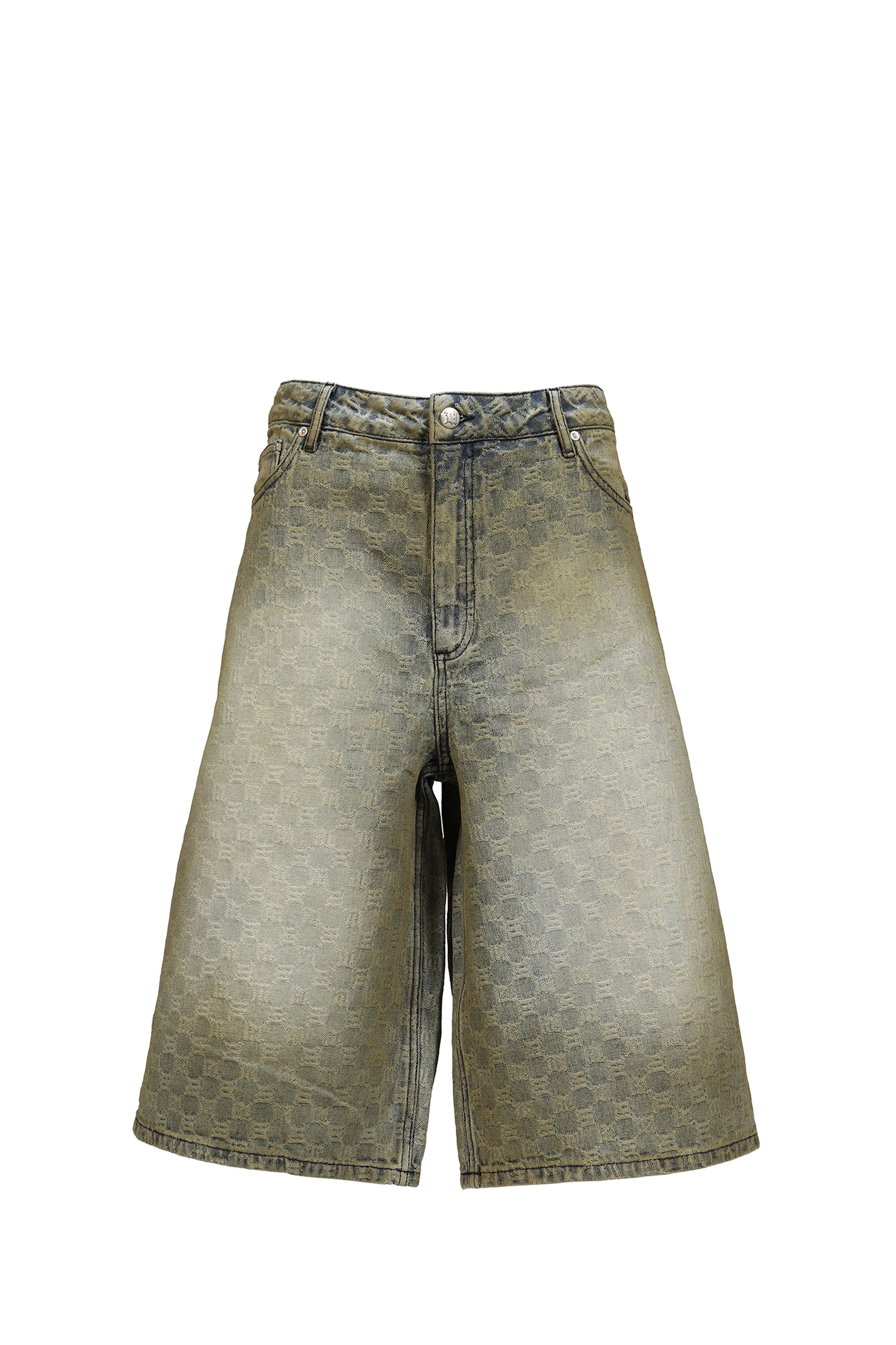 MONOGRAM OCEAN WASHED DENIM SHORTS UNISEX / PALE BLU