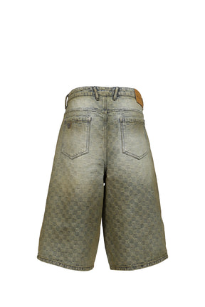 MONOGRAM OCEAN WASHED DENIM SHORTS UNISEX / PALE BLU
