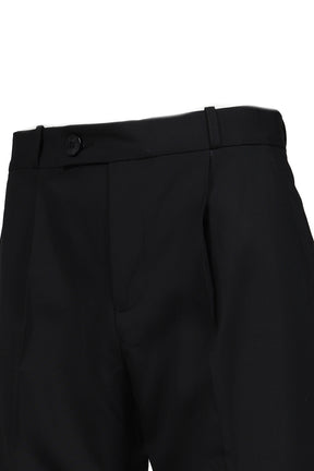 PLEATED STRAIGHT FIT TROUSERS / BLK
