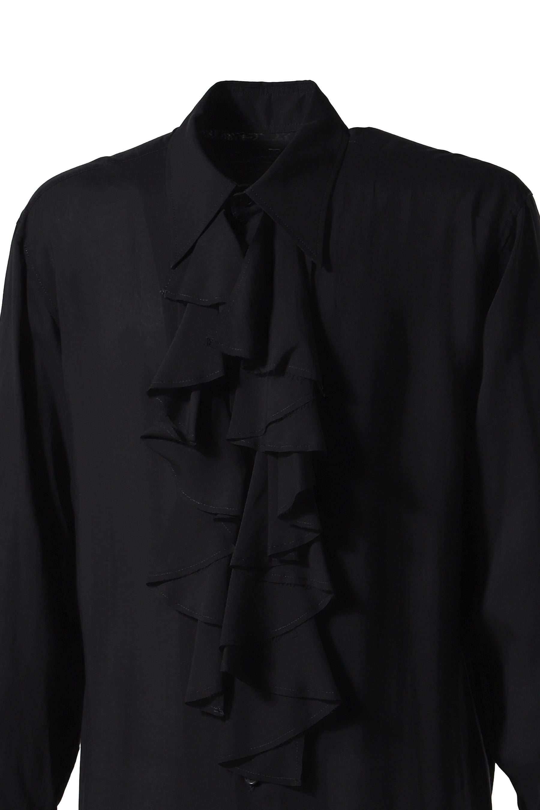 Raw cut front frilly shirt / BLK