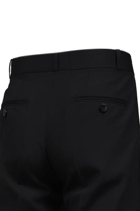 PLEATED STRAIGHT FIT TROUSERS / BLK