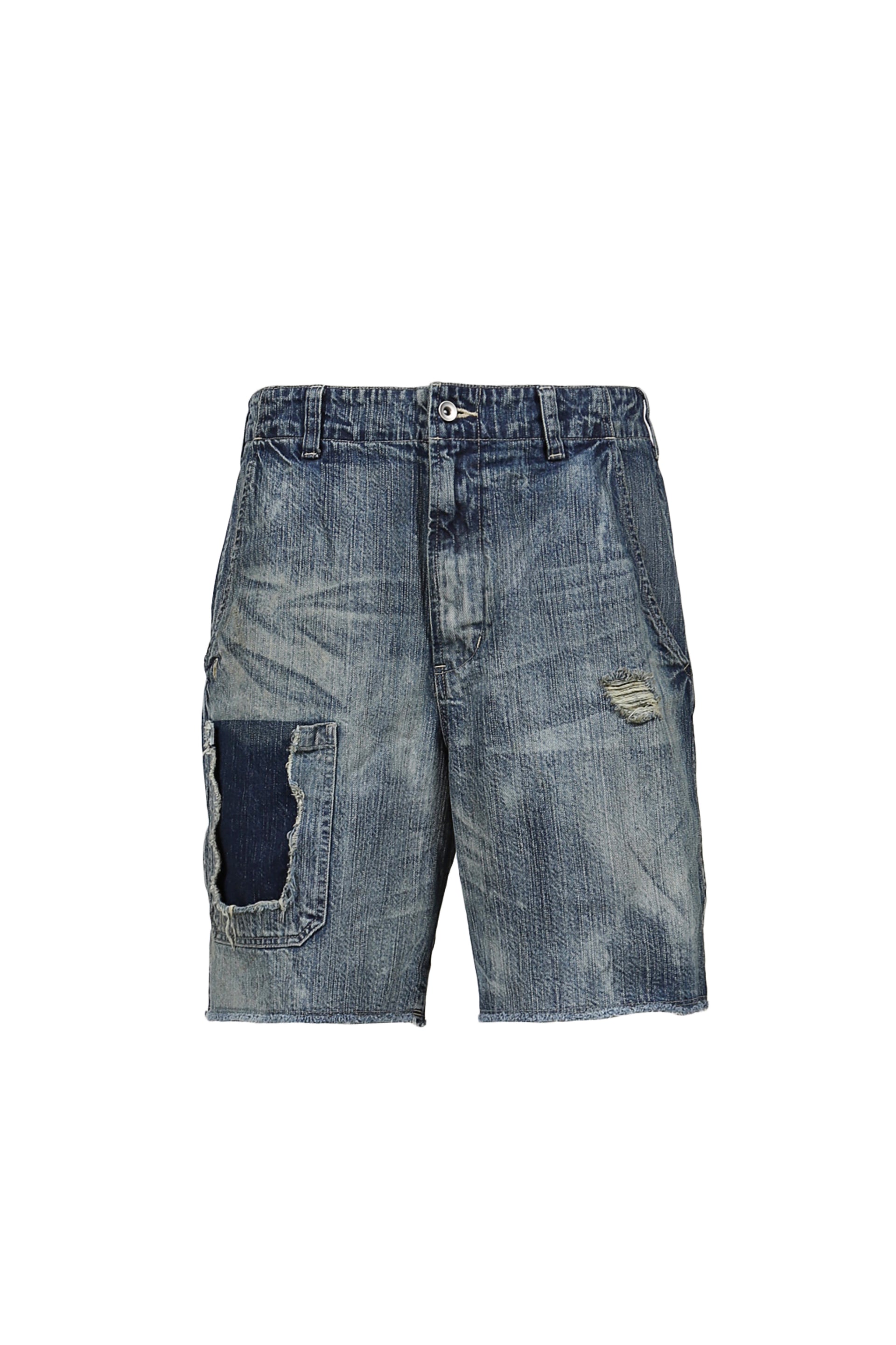 PORTER CLASSIC STEINBECK DENIM POCKET SHORTS VINTAGE CUSTOM / BLU