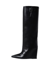 ASTRO WEDGED LEATHER BOOTS / BLK