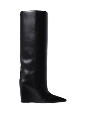 ASTRO WEDGED LEATHER BOOTS / BLK